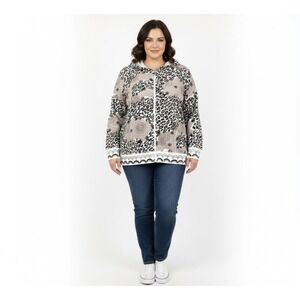Ac-tiv-ology Animal Print Hooded‎ Zip Up Casual Jacket size 3X